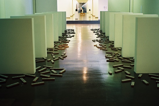 Willem Boshoff Writing that Fell Off the Wall (1997) Type on paper, wood, and paint on Masonite; 26 feet x 79 feet (variable). Collection of Johannesburg Art Gallery. Photo: courtesy of the artist 